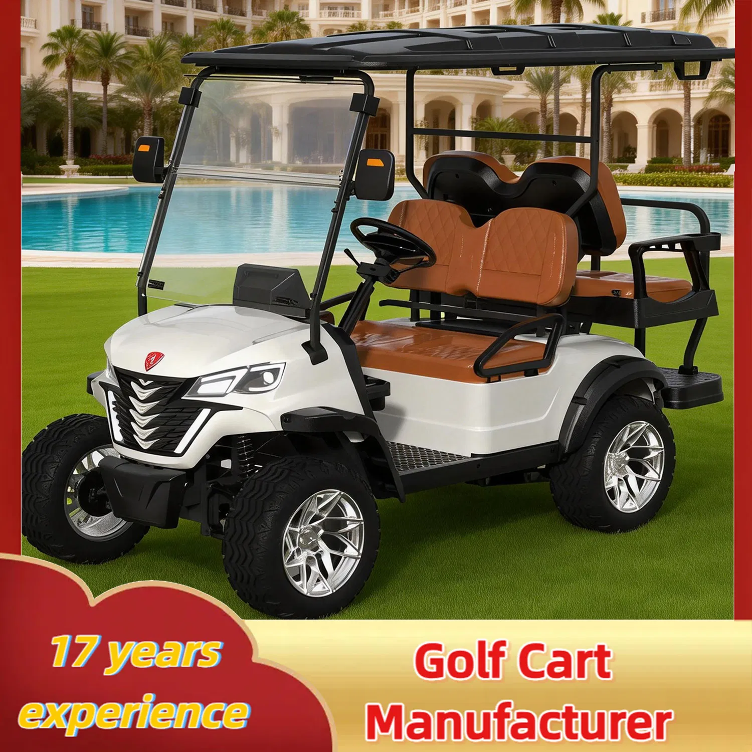 Zlingcar 4 Seater Electric Golf Cart Solar Charging Energy Recovery Range Upgraded Made in China