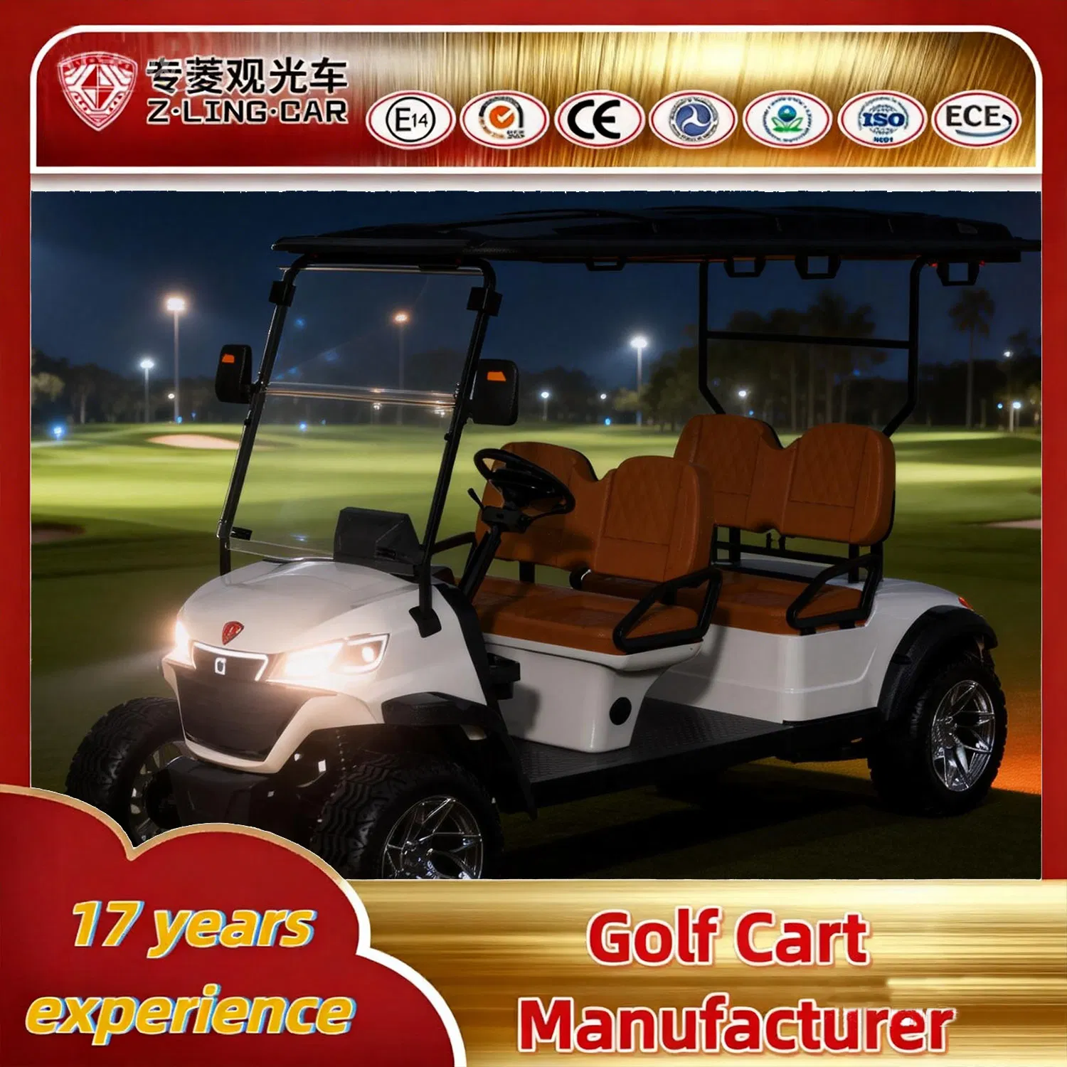Zlingcar Campus 4 Seat Electric Golf Cart Student Transfer Vehicle Quiet and Safe Operation From China