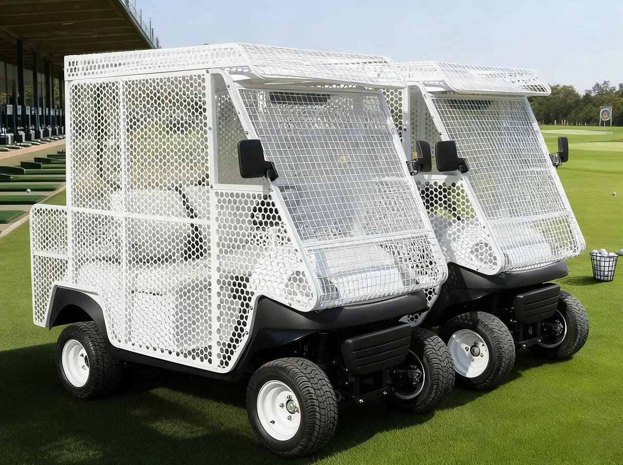 Protective Mesh-Enclosed 1-Seater Golf Cart for Golf Course Logistics