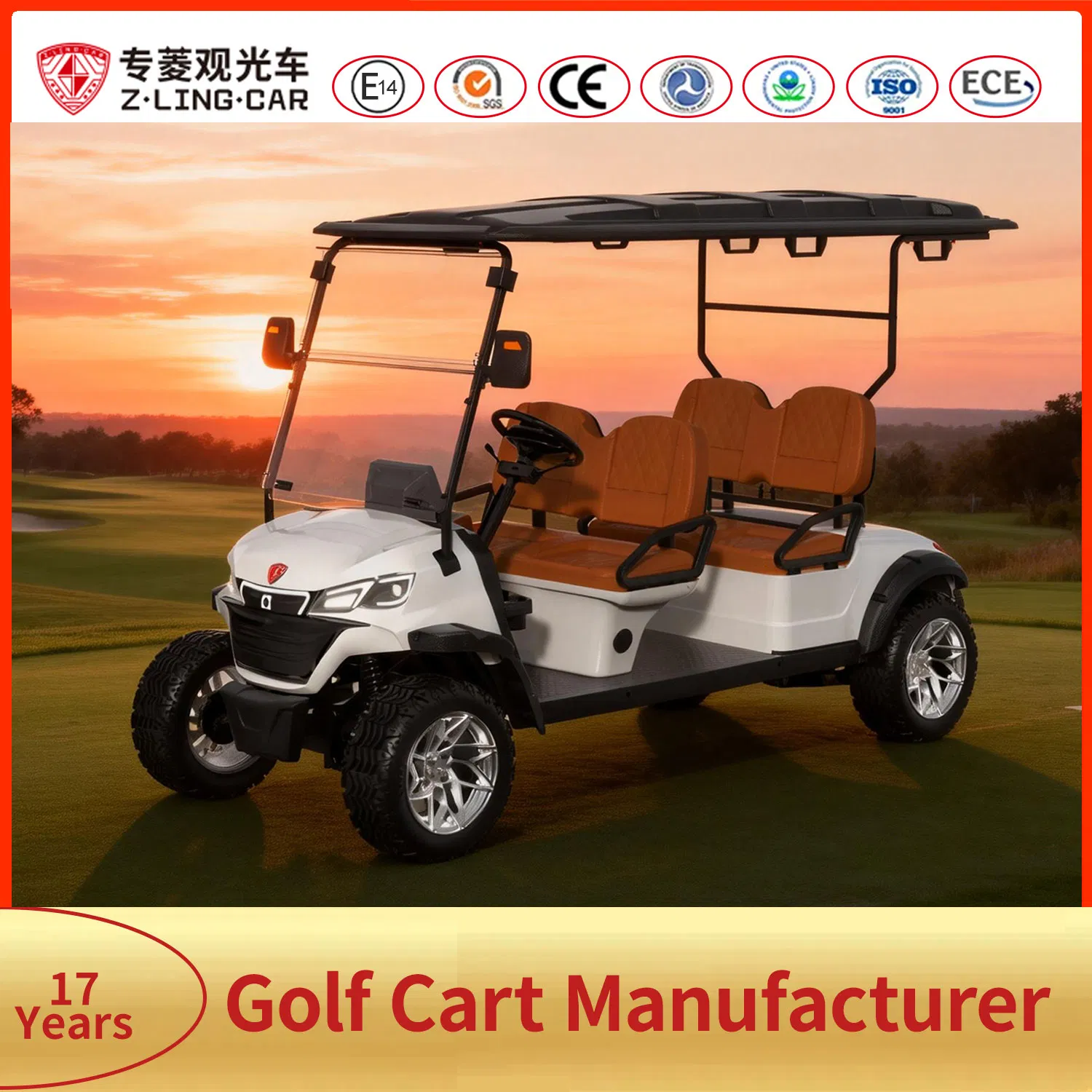 Zlingcar Street Legal 4-Seater Lsv - Turn Signals, Mirrors and Seat Belts for Community Use