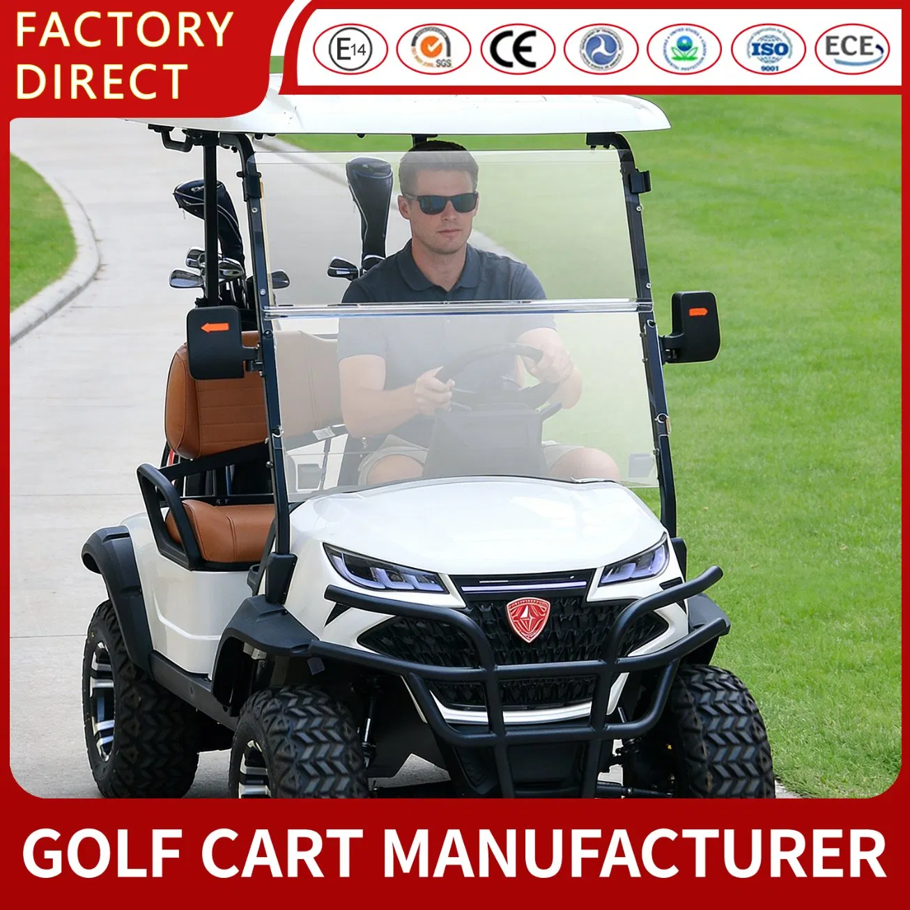 Zlingcar Luxury CE Certificate 2 Seats Golf Cart 48V 72V Lithium Battery 5kw Motor Electric Golf Cart Electric Golf Buggy for Golf Courses