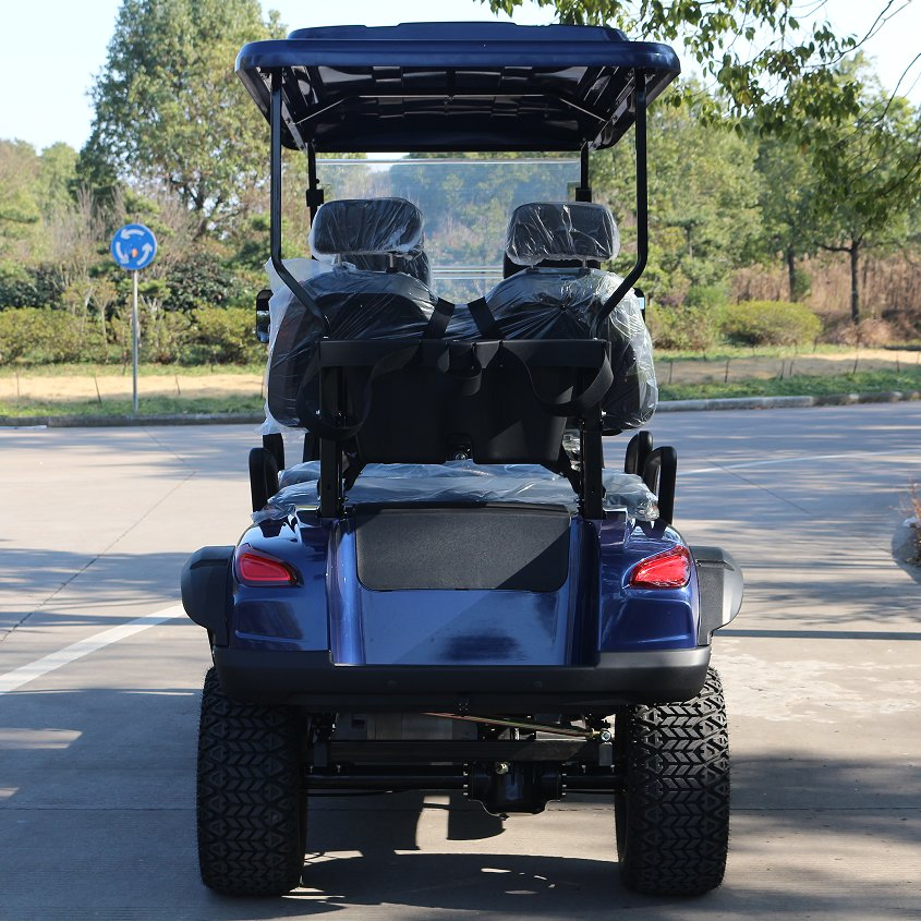 Navy Blue 4-Seat Golf Cart for Lake Resort Guest Shuttles