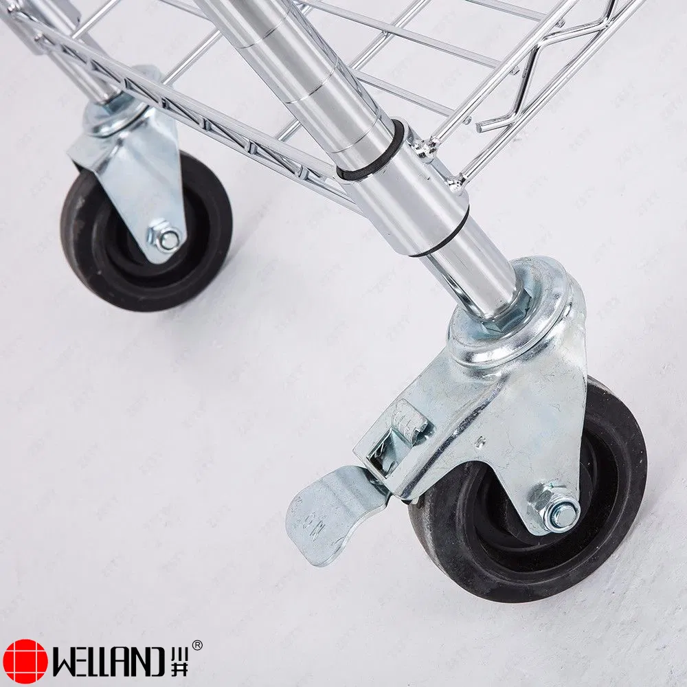 Industrial Warehouse Logistics Storage Chrome Steel Wire Mesh Trolley Transport Hand Cart