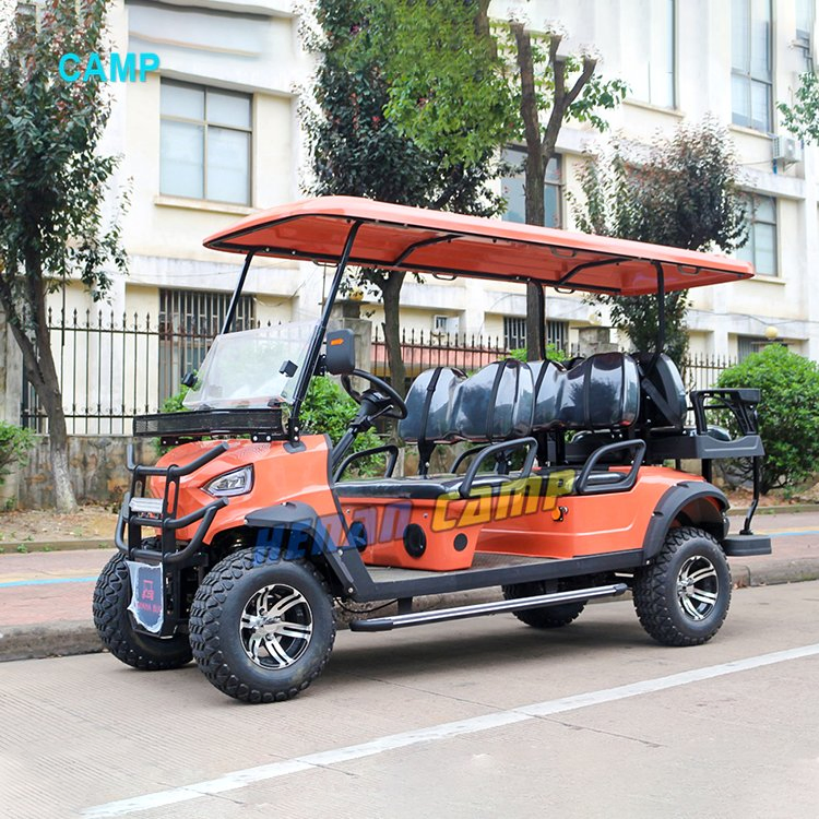 Custom 6 Seat Luxury Electric Golf Cart Club Car 4+2 Passenger Buggy Battery 5kw AC Motor Sightseeing Golf Cart