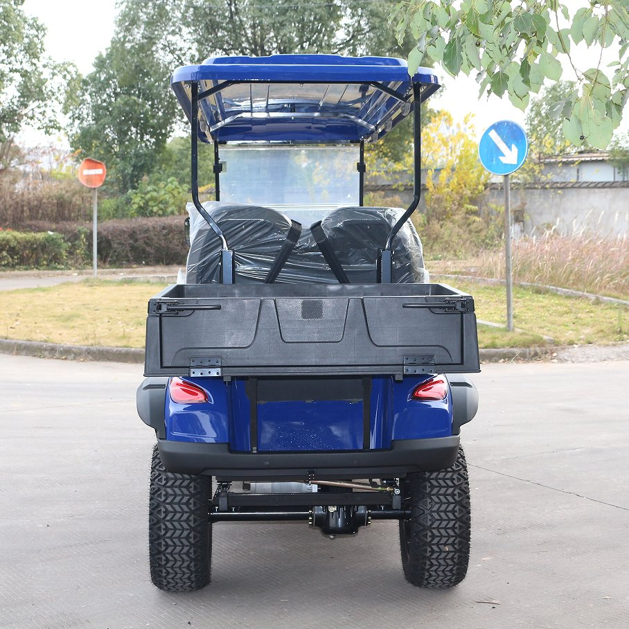 Blue 6-Seater off-Road Golf Cart with Rear Cargo for Resort Shuttles
