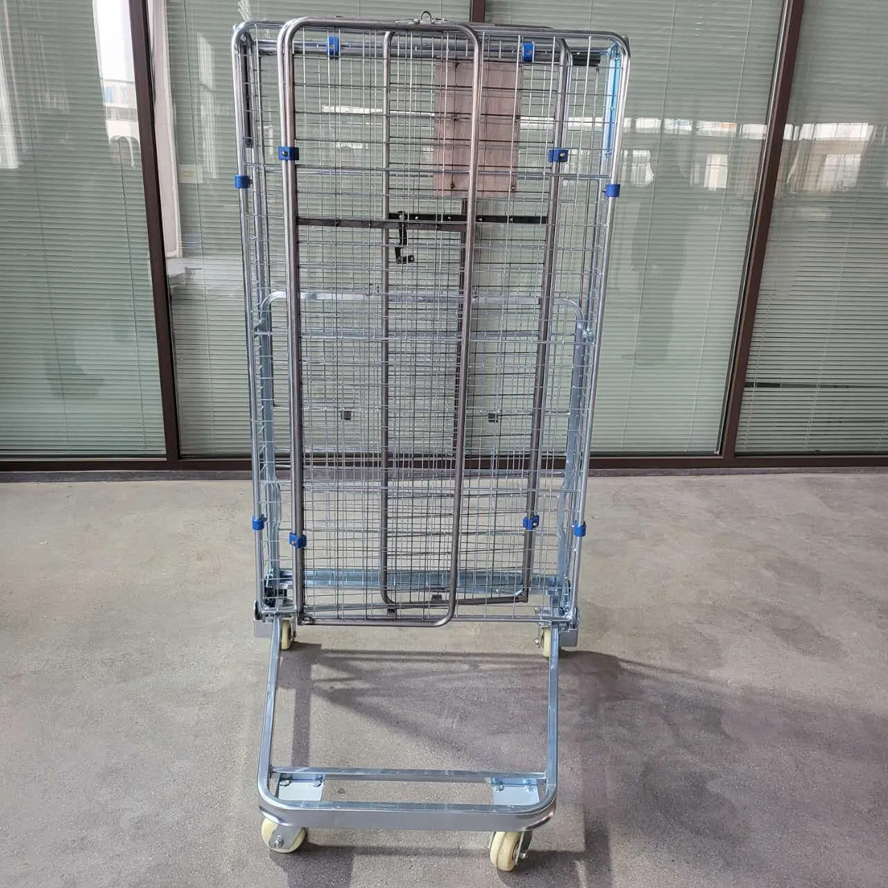 Warehouse Industrial Wire Mesh Transport Rolling Cage Tool Cart
