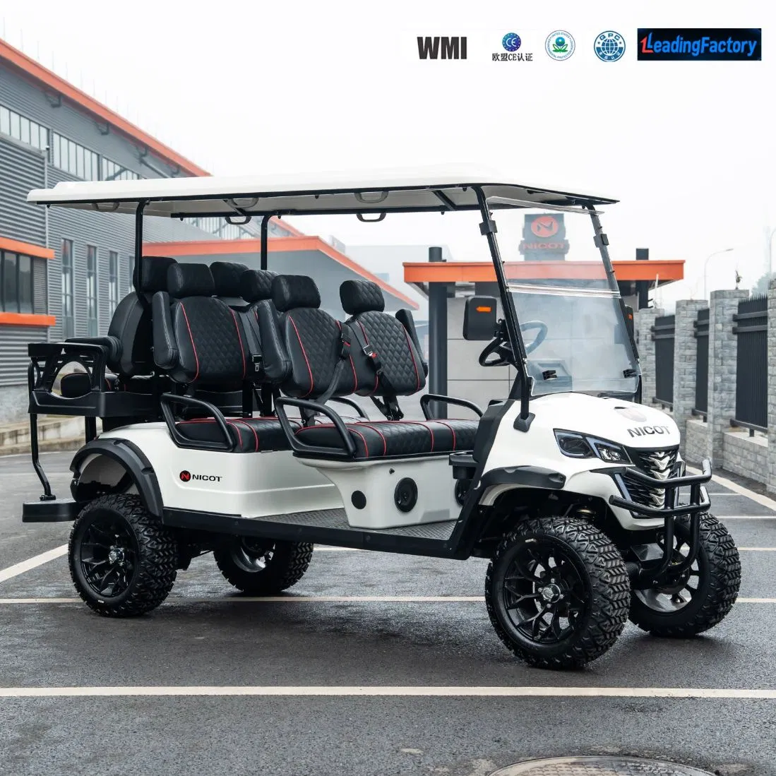 Durable 6 Passenger Electric Shuttle Cart with Steel Frame Structure for Resort Hotel Airport Personnel Shuttle