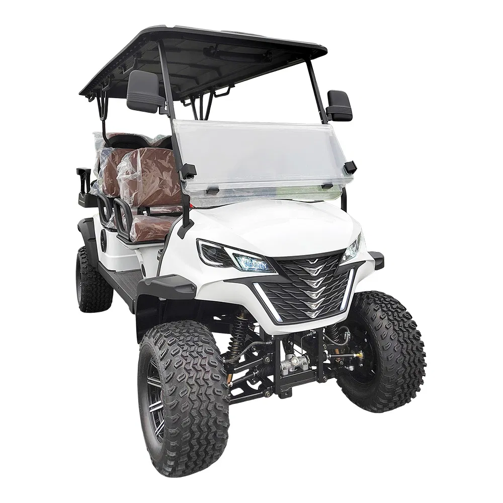 Good Price Black 5kw Gas or Solar Lifted Electric Golf Cart 6 Passenger 4+2 Seater Fleet Golf Buggies for Sale