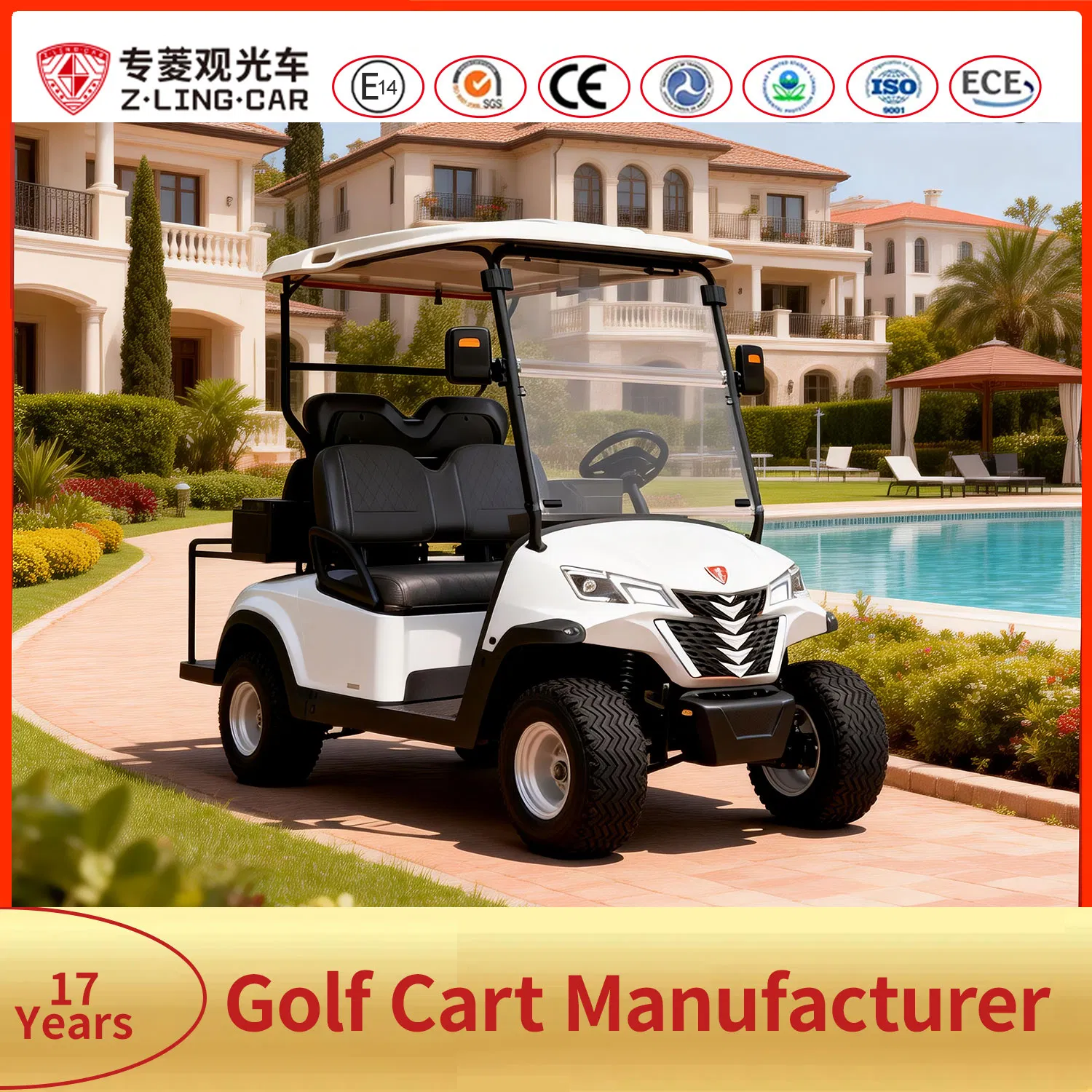 Zlingcar Farm and Ranch Utility Golf Cart Electric Vehicle with Tow Hitch off Road Golf Cart