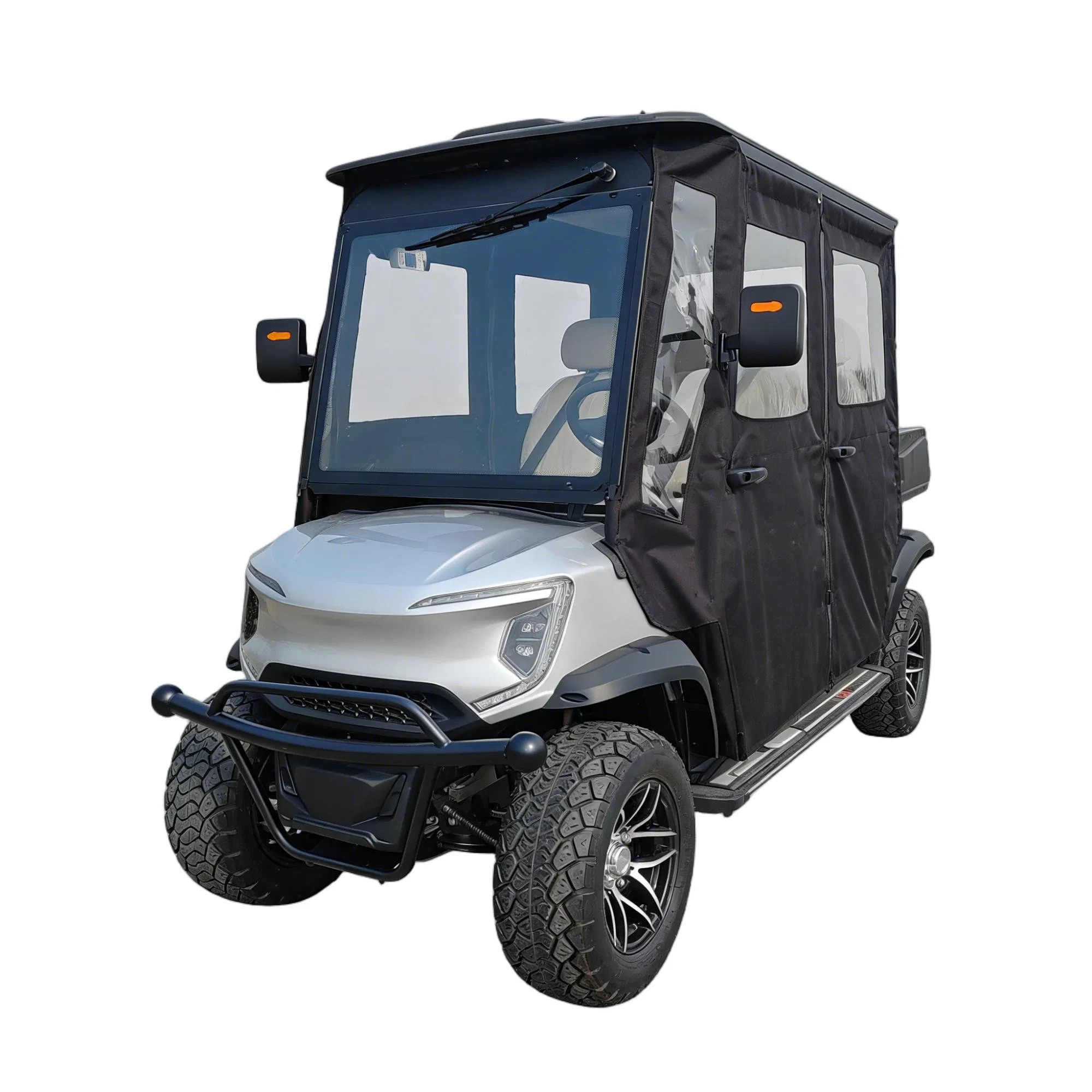 4-Passenger Electric Golf Cart Fully Enclosed Waterproof &amp; Windproof Plastic Rear Frame&Air Conditioner&Wireless Charging&3-Point Safety Belts