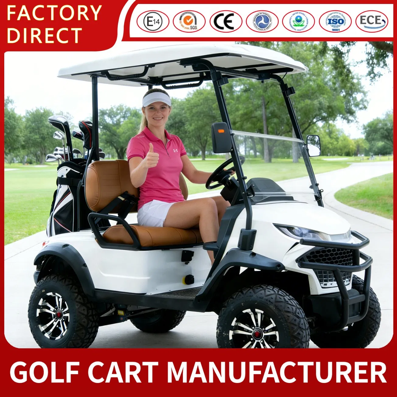 Zlingcar Luxury CE Certificate 2 Seats Golf Cart 48V 72V Lithium Battery 5kw Motor Electric Golf Cart Electric Golf Buggy for Golf Courses