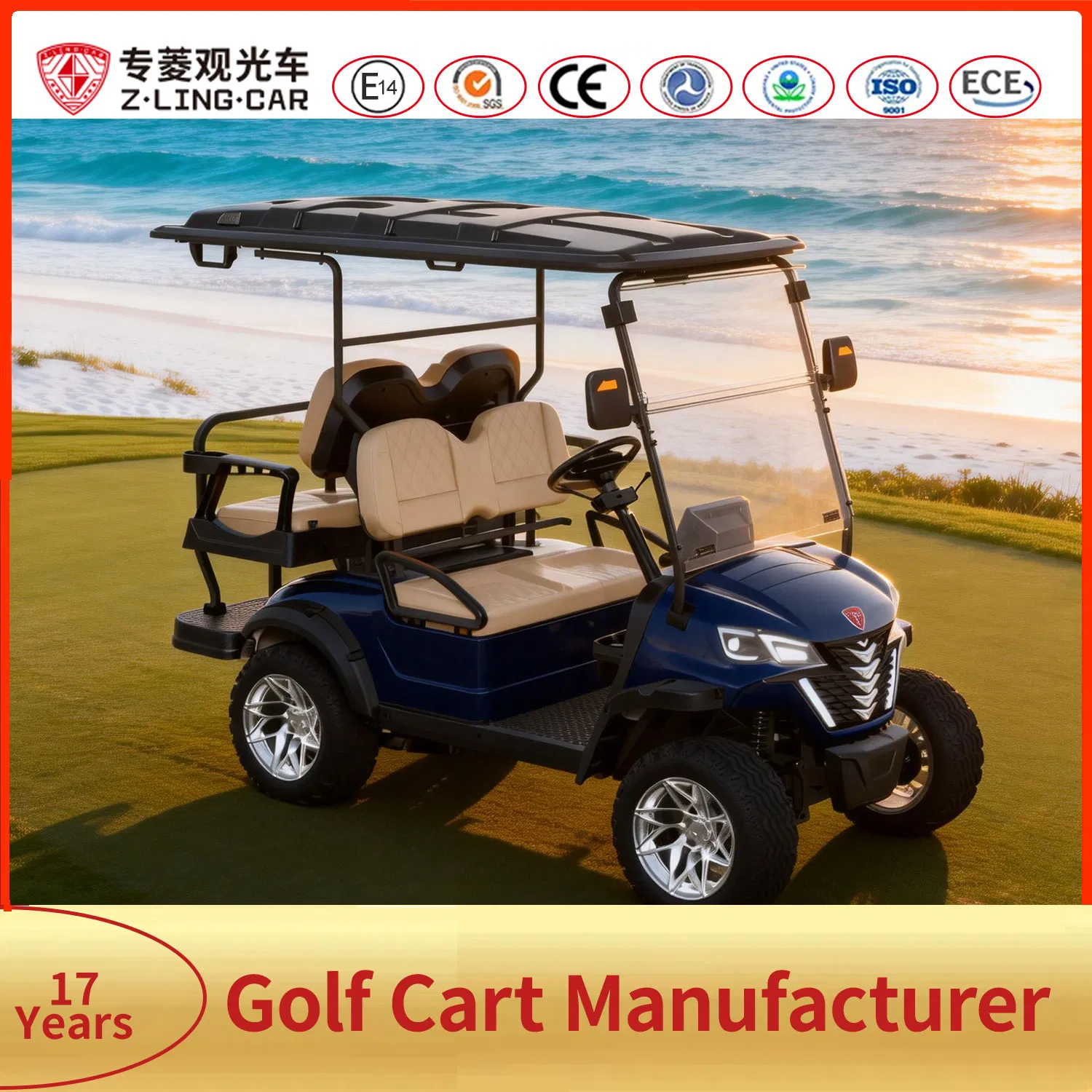 Zlingcar Golf Course Fleet Cart Durable 4 Passenger Electric Golf Cart for Daily Player Transport