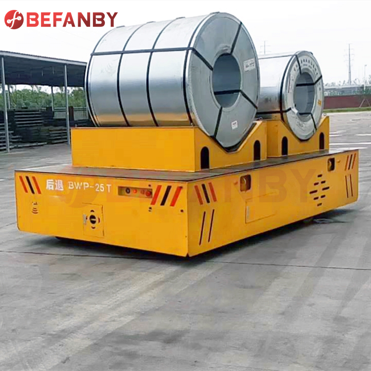 China Plant Industrial Material Transport Aluminum Coil Electric Flat Trackless Transfer Cart