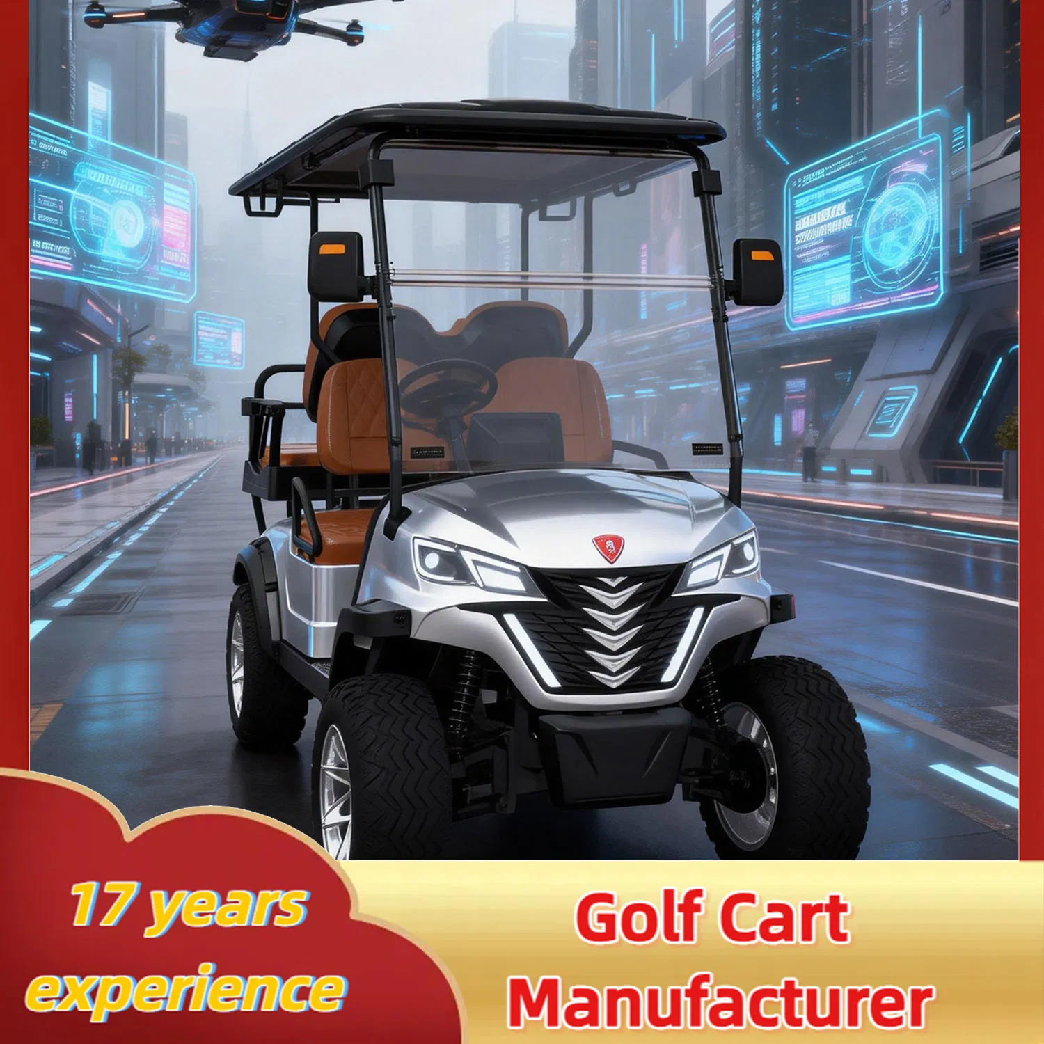 Zlingcar 4 Seater Electric Golf Cart Solar Charging Energy Recovery Range Upgraded Made in China