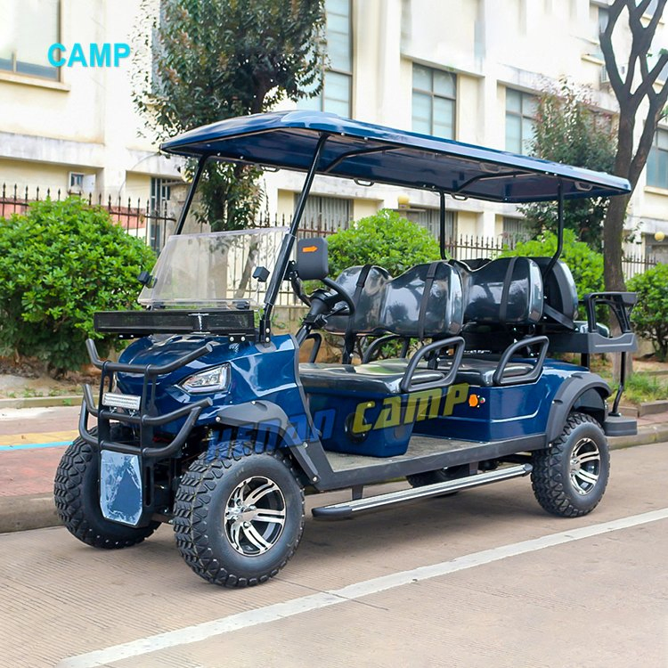 Custom 6 Seat Luxury Electric Golf Cart Club Car 4+2 Passenger Buggy Battery 5kw AC Motor Sightseeing Golf Cart