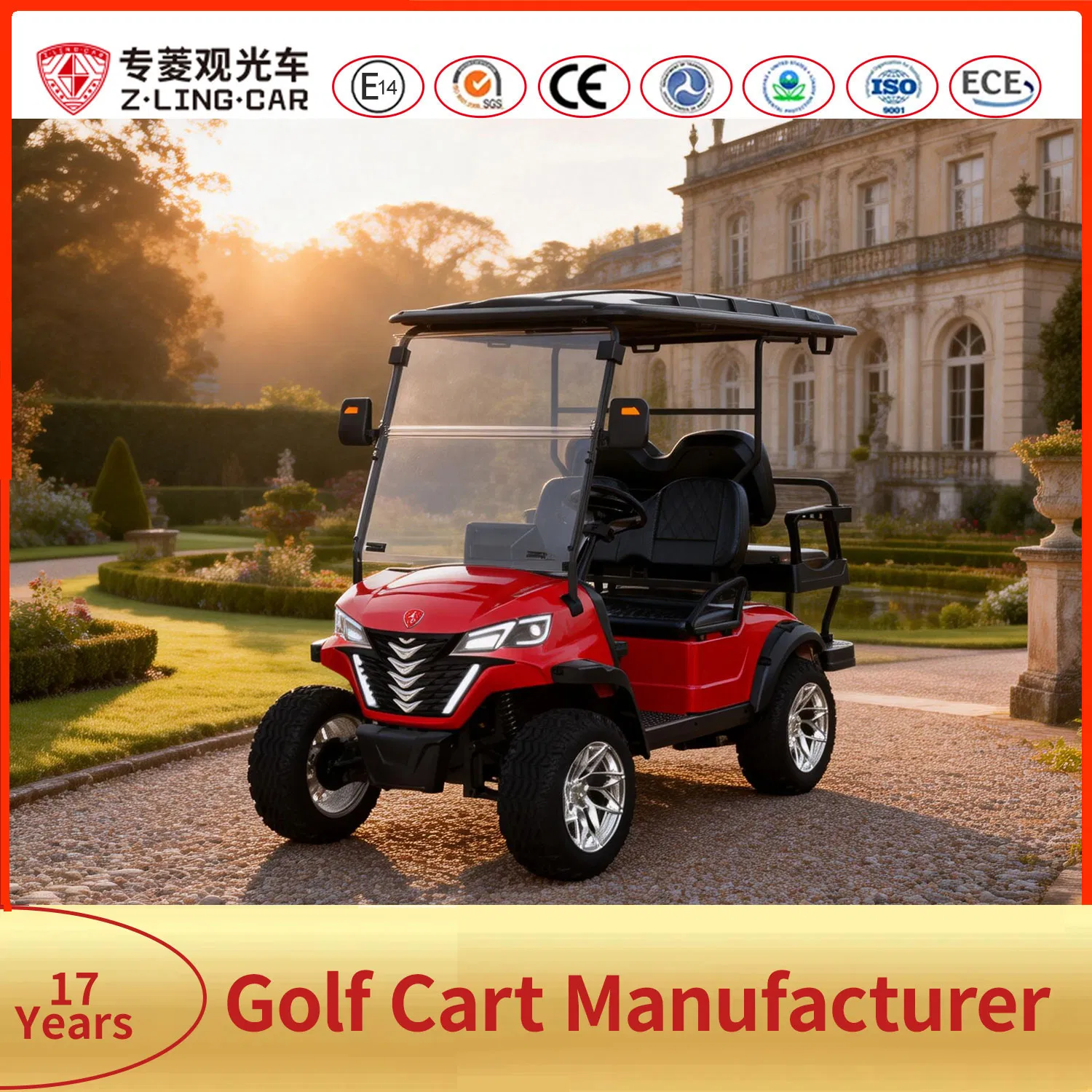Zlingcar Retirement Community Cart Easy Access 4 Seater Lsv for Senior Living Complex Mobility
