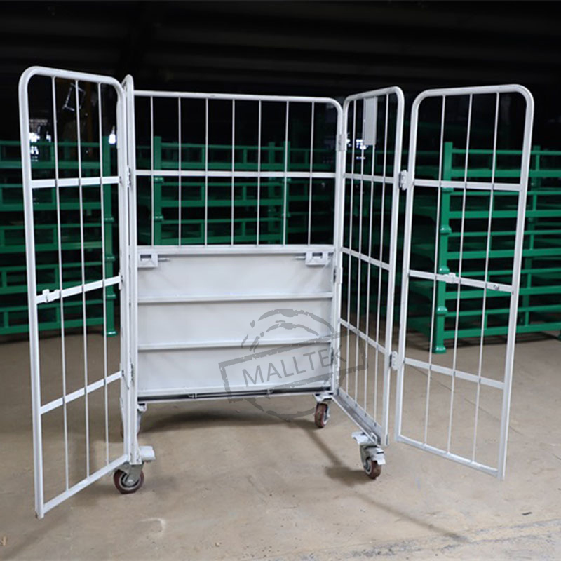 Industrial Transport Folding Nestable Metal Storage Roll Container Cart