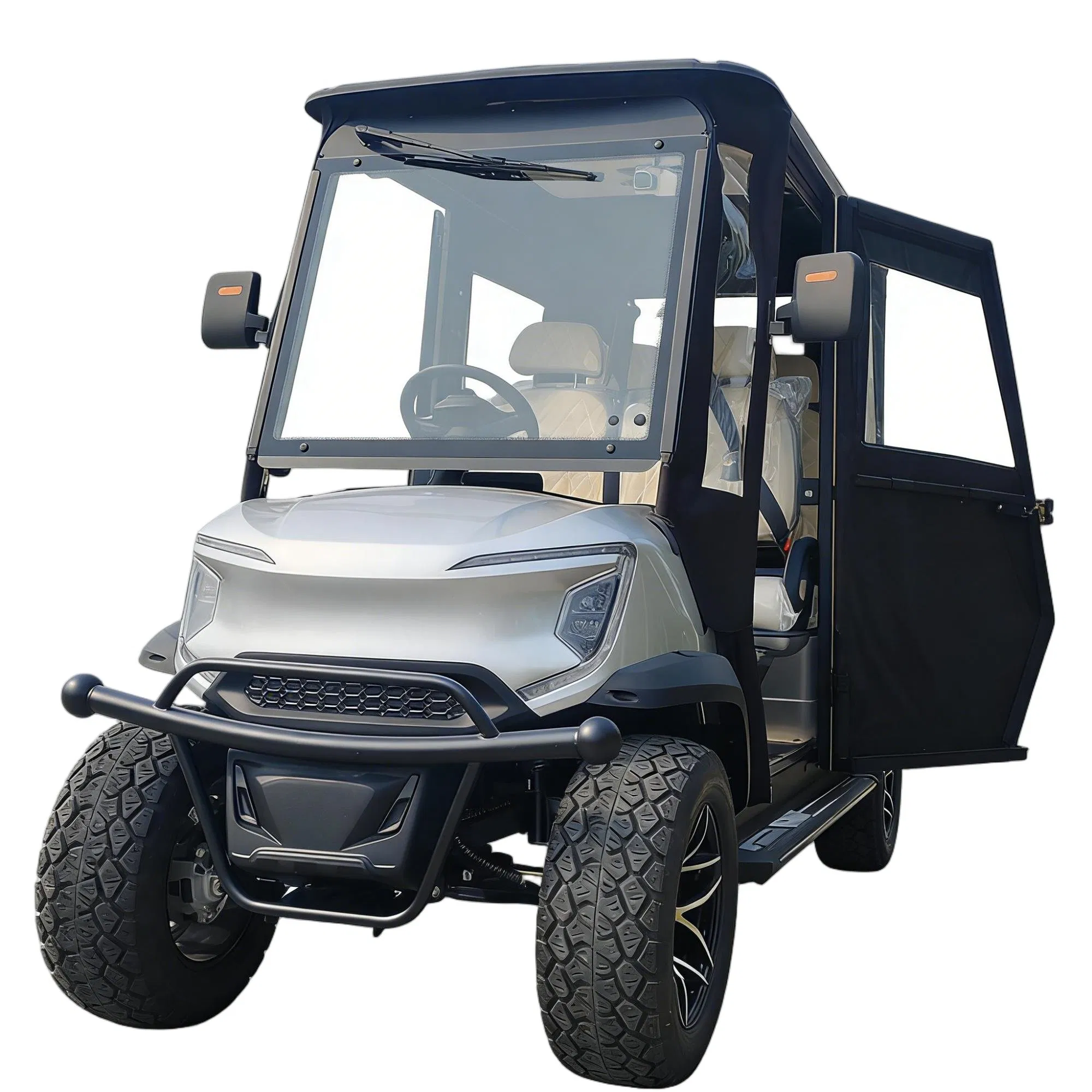 4-Passenger Electric Golf Cart Fully Enclosed Waterproof &amp; Windproof Plastic Rear Frame&Air Conditioner&Wireless Charging&3-Point Safety Belts