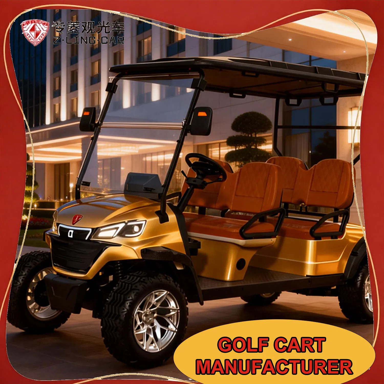 Zlingcar Campus 4 Seat Electric Golf Cart Student Transfer Vehicle Quiet and Safe Operation From China