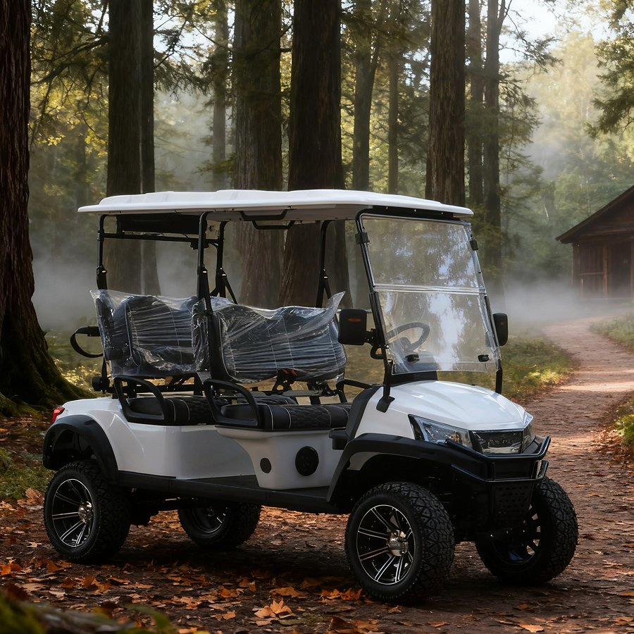 White off-Road Golf Cart (4 Passengers) for Resort Shuttle &amp; Golf Transport