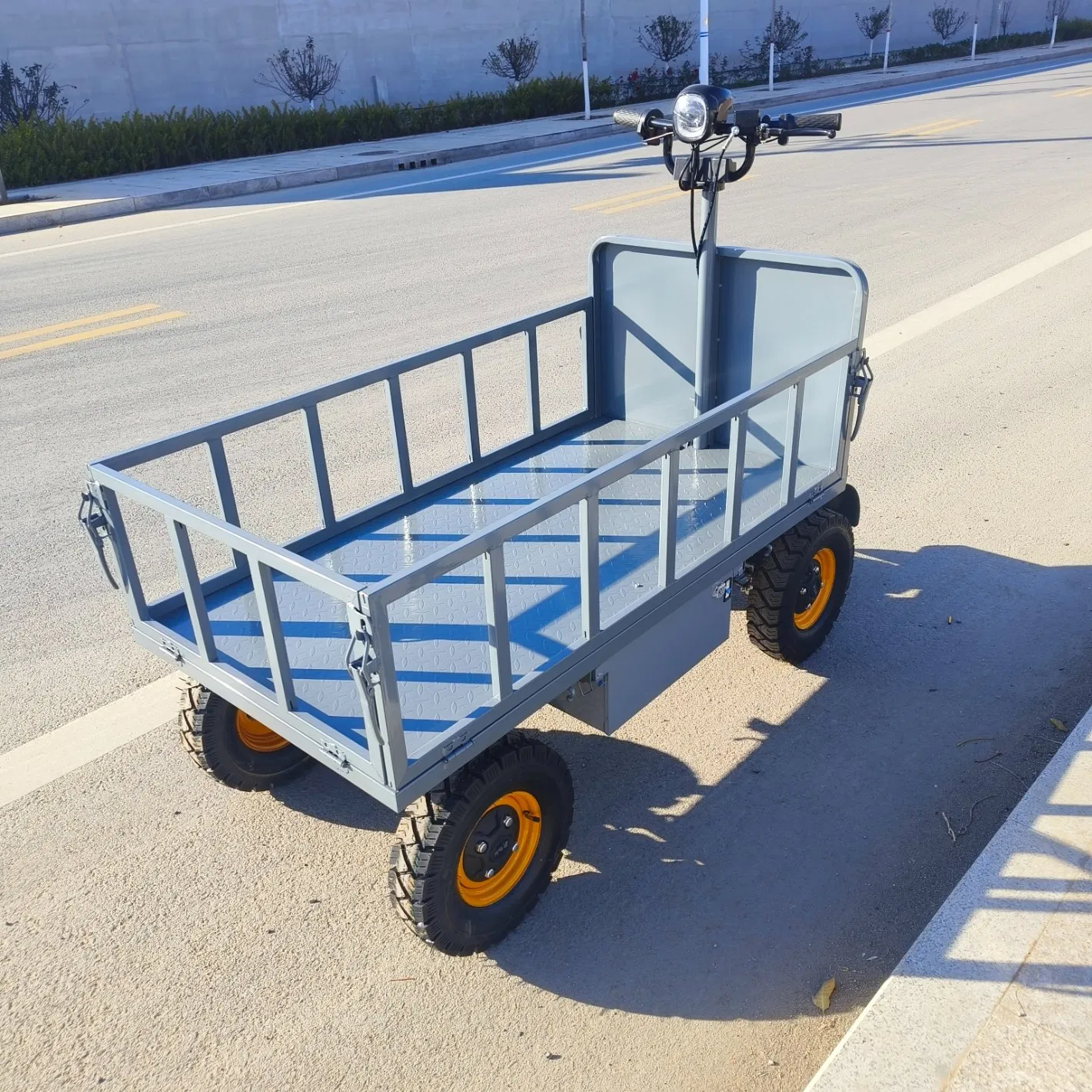 Small Steel Flat Wheel Electric Trolley Cart for Cargo Transport for Shopping Storage and Industrial Usage OEM Customizable