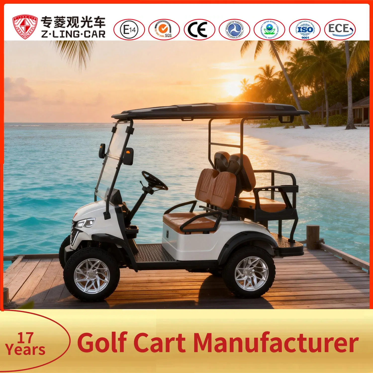 Zlingcar Retirement Community Cart Easy Access 4 Seater Lsv for Senior Living Complex Mobility