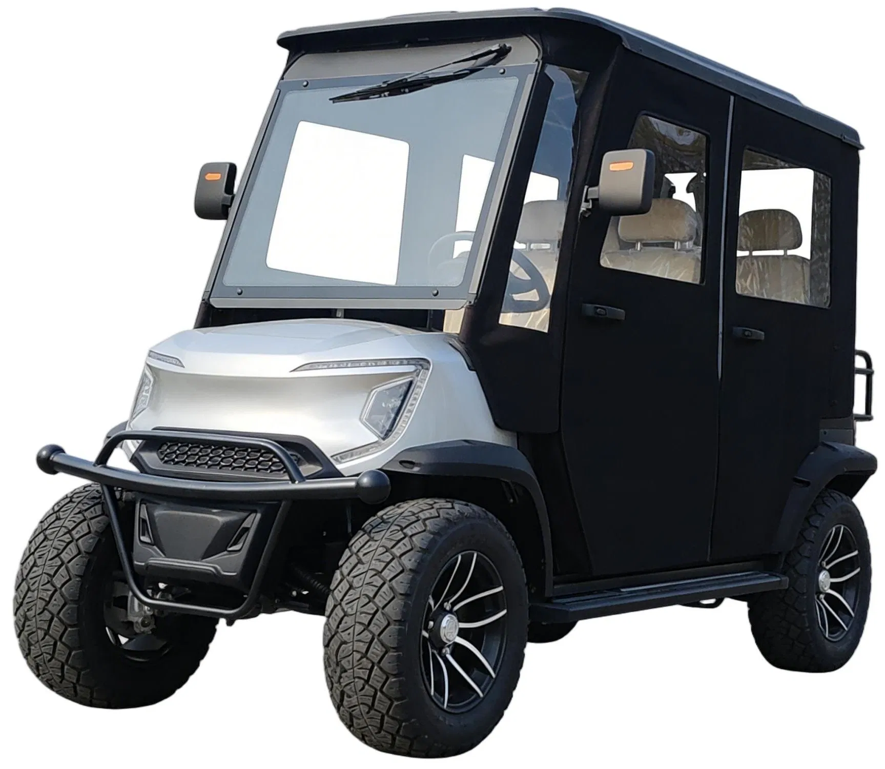 4-Passenger Electric Golf Cart Fully Enclosed Waterproof &amp; Windproof Plastic Rear Frame&Air Conditioner&Wireless Charging&3-Point Safety Belts
