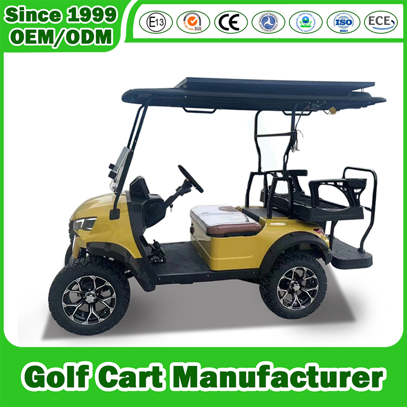 Gold Cart Manfuacturer Customized 2+2 4 Seat Club Car Electric Buggy Hunting Utility 4 Wheel Lithium Battery Motors Trolley Electric Golf Cart with Solar Panel