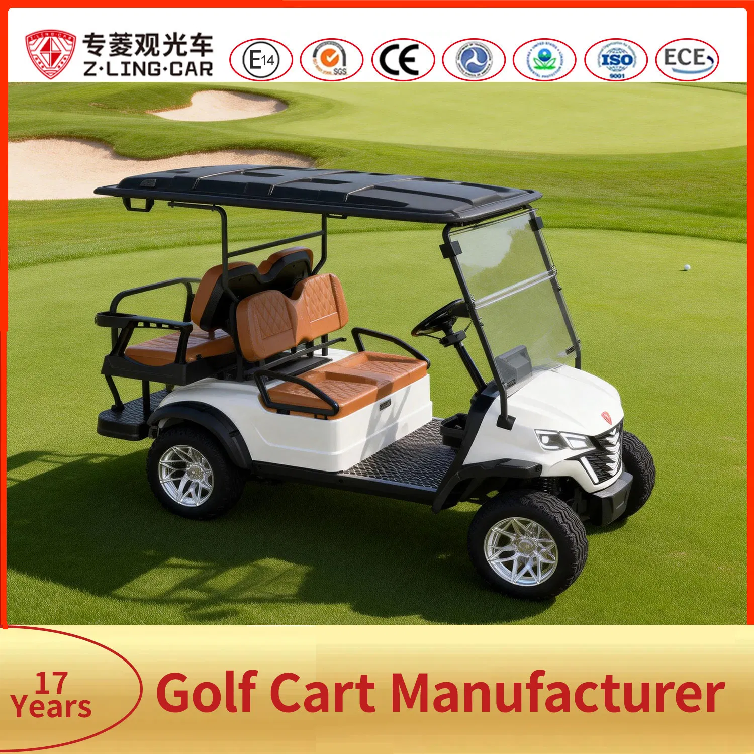 Zlingcar Golf Course Fleet Cart Durable 4 Passenger Electric Golf Cart for Daily Player Transport