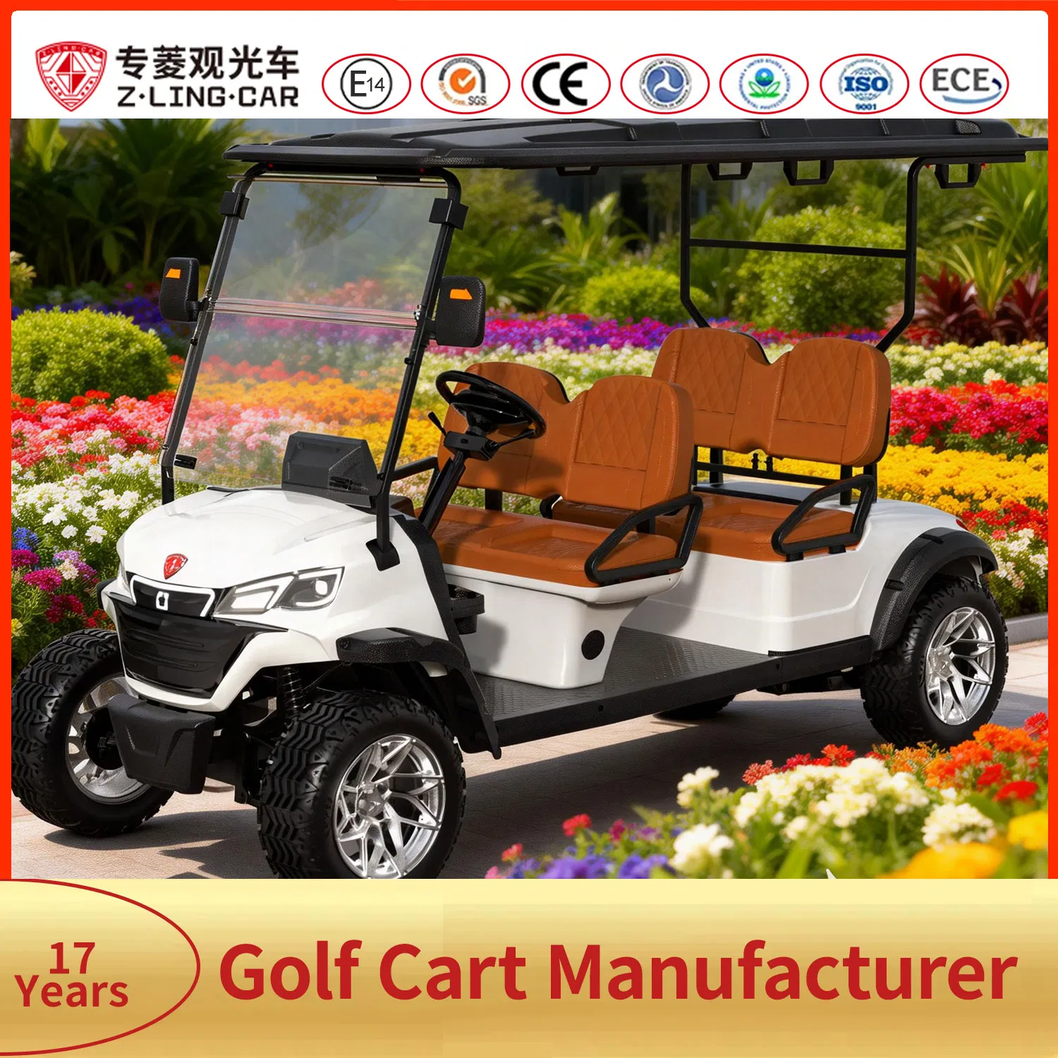 Zlingcar Street Legal 4-Seater Lsv - Turn Signals, Mirrors and Seat Belts for Community Use