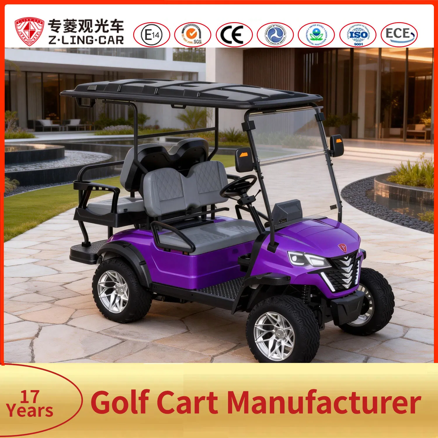 Zlingcar Retirement Community Cart Easy Access 4 Seater Lsv for Senior Living Complex Mobility