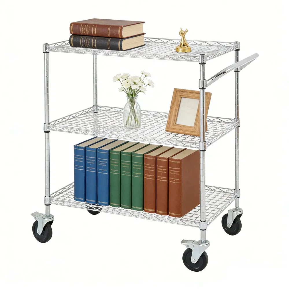 Industrial Warehouse Logistics Storage Chrome Steel Wire Mesh Trolley Transport Hand Cart