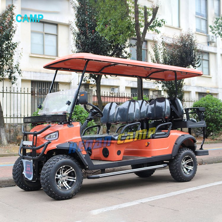 Custom 6 Seat Luxury Electric Golf Cart Club Car 4+2 Passenger Buggy Battery 5kw AC Motor Sightseeing Golf Cart
