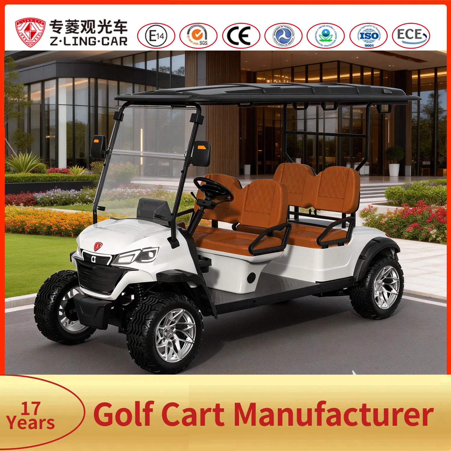 Zlingcar Street Legal 4-Seater Lsv - Turn Signals, Mirrors and Seat Belts for Community Use