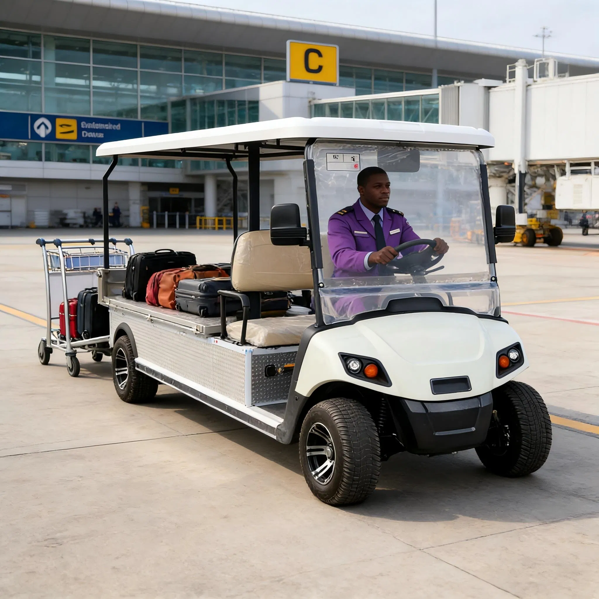 Utility Vehicle Flatbed Golf Cart with Foldable Side Rails for Easy Loading