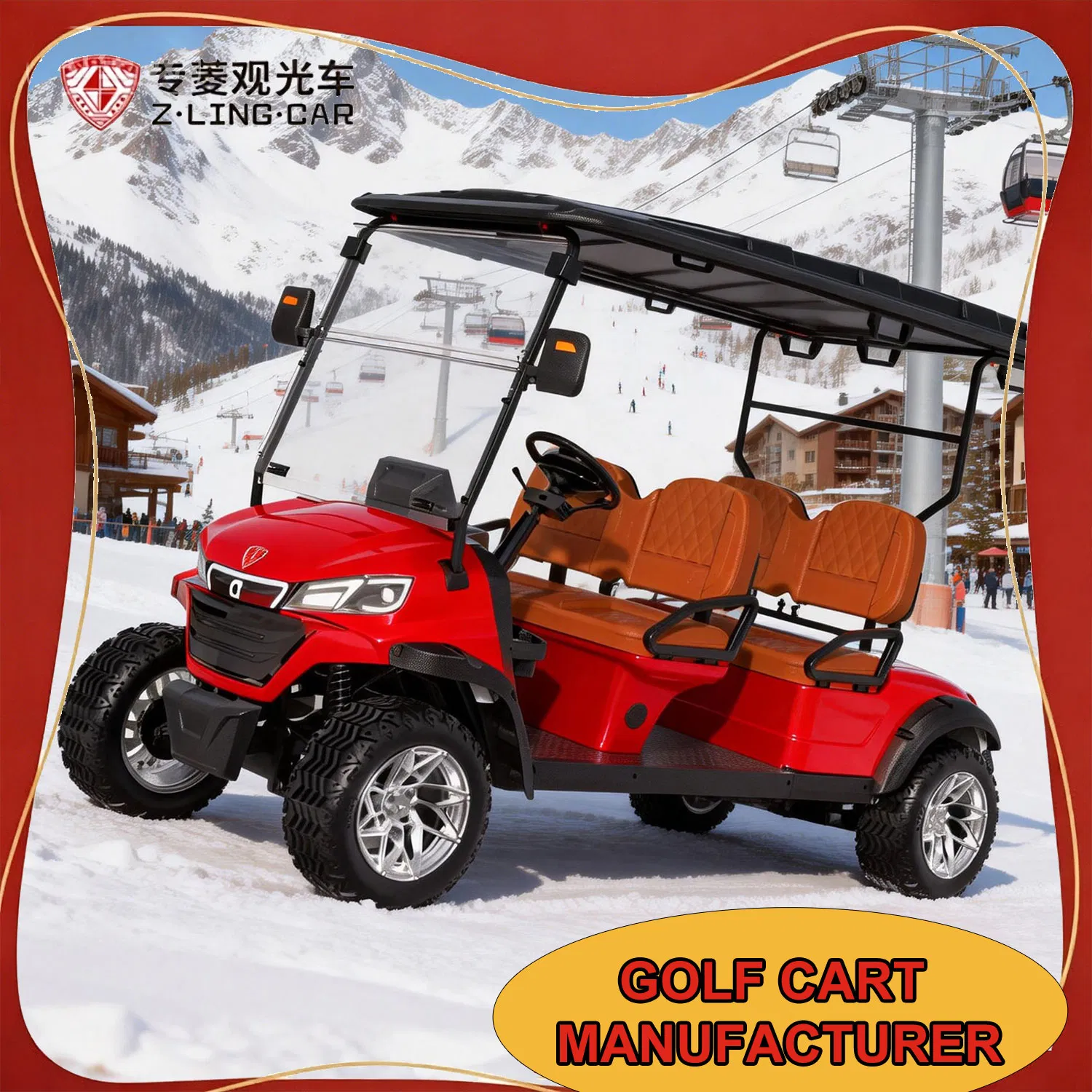 Zlingcar Campus 4 Seat Electric Golf Cart Student Transfer Vehicle Quiet and Safe Operation From China