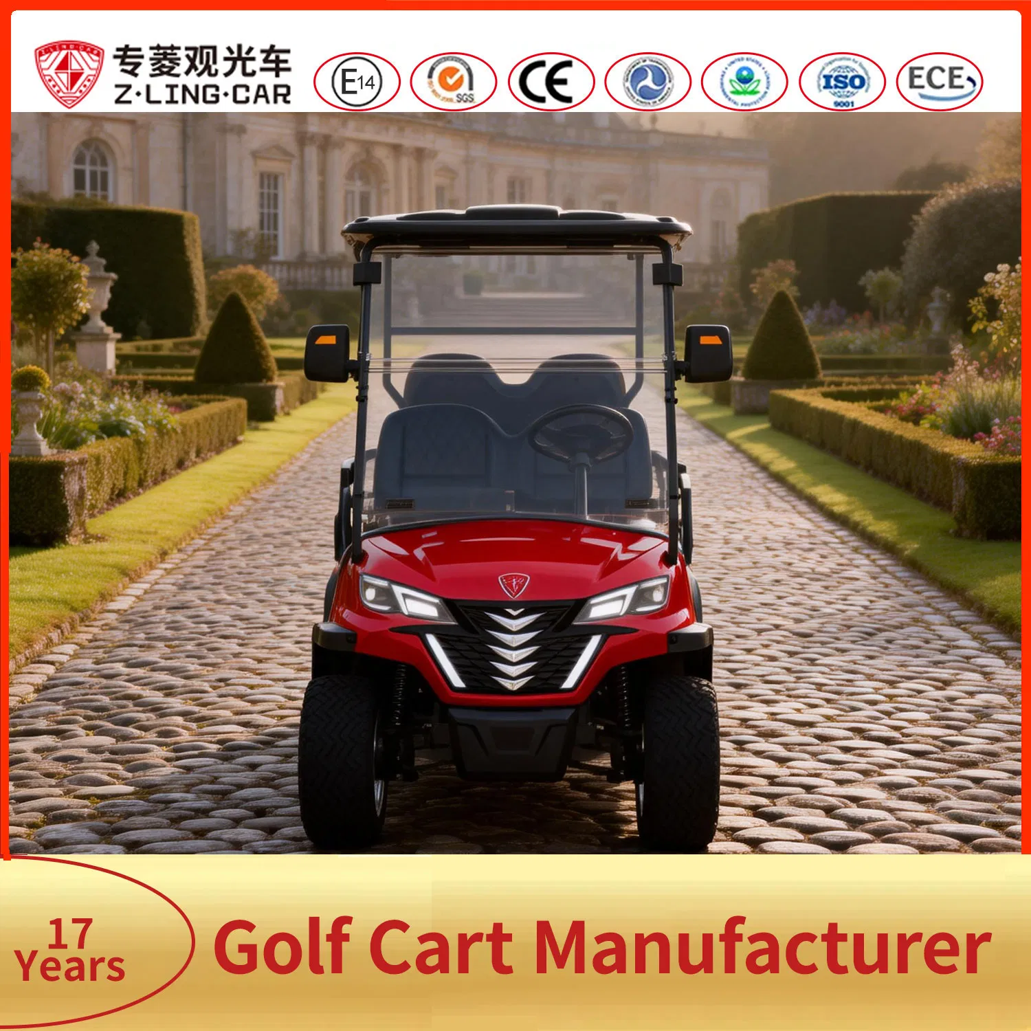 Zlingcar Retirement Community Cart Easy Access 4 Seater Lsv for Senior Living Complex Mobility