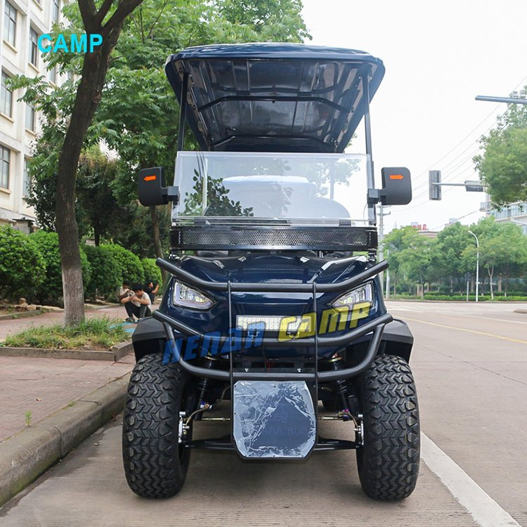 Custom 6 Seat Luxury Electric Golf Cart Club Car 4+2 Passenger Buggy Battery 5kw AC Motor Sightseeing Golf Cart