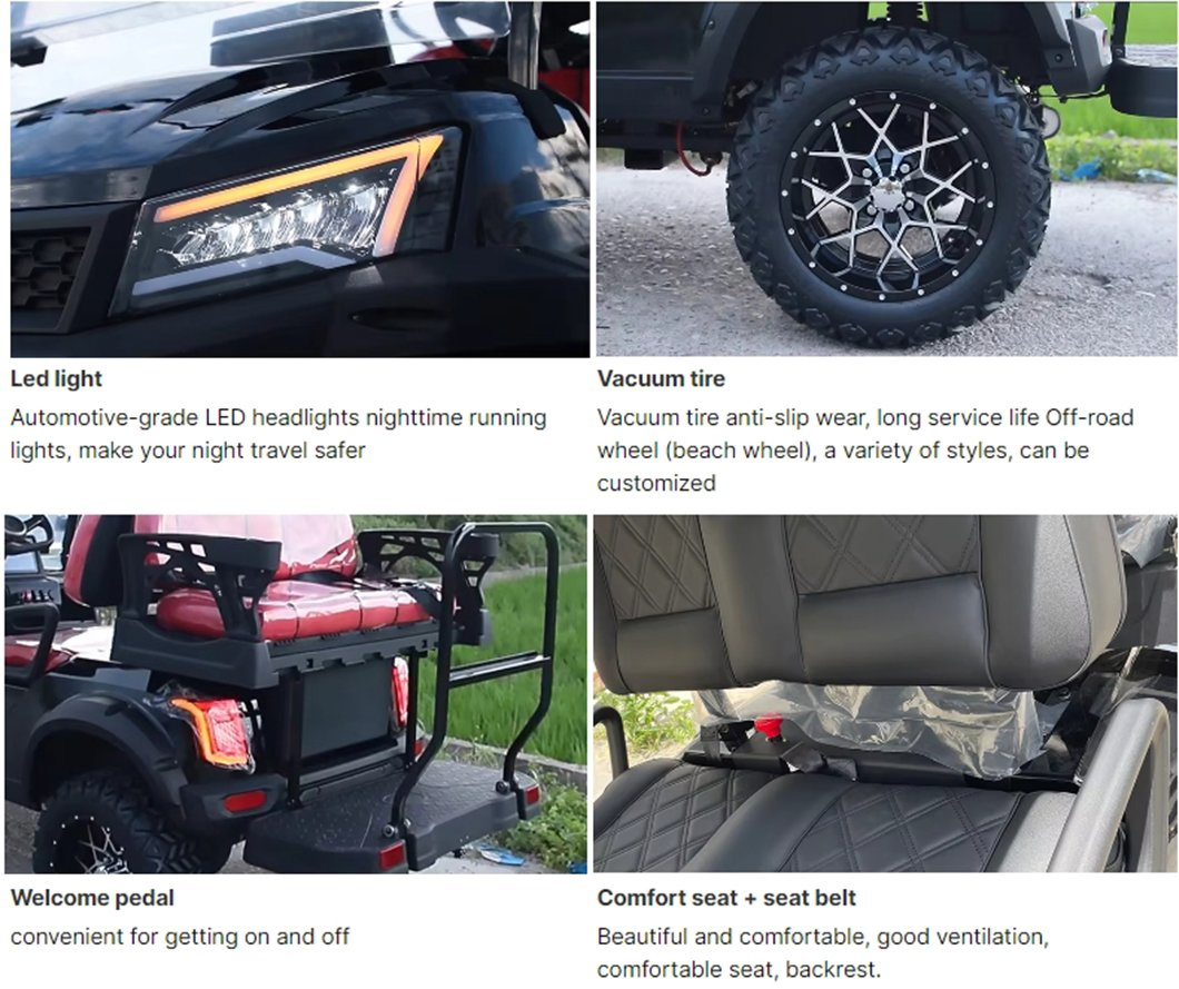 2024 Utility Vehicle Golf Cart 2-8 Seats 4000-7000W Gasoline 300cc Four Wheel Golf Cart with Folding Seats