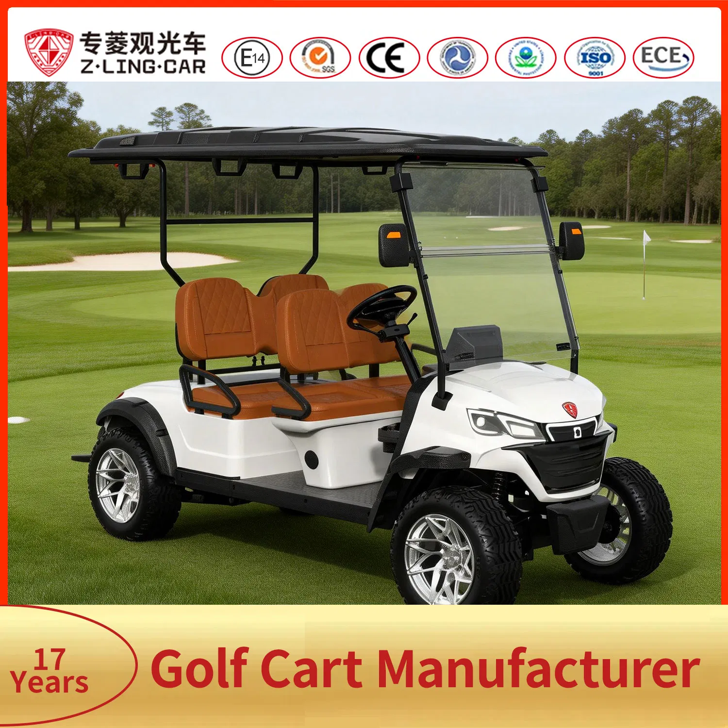 Zlingcar Street Legal 4-Seater Lsv - Turn Signals, Mirrors and Seat Belts for Community Use