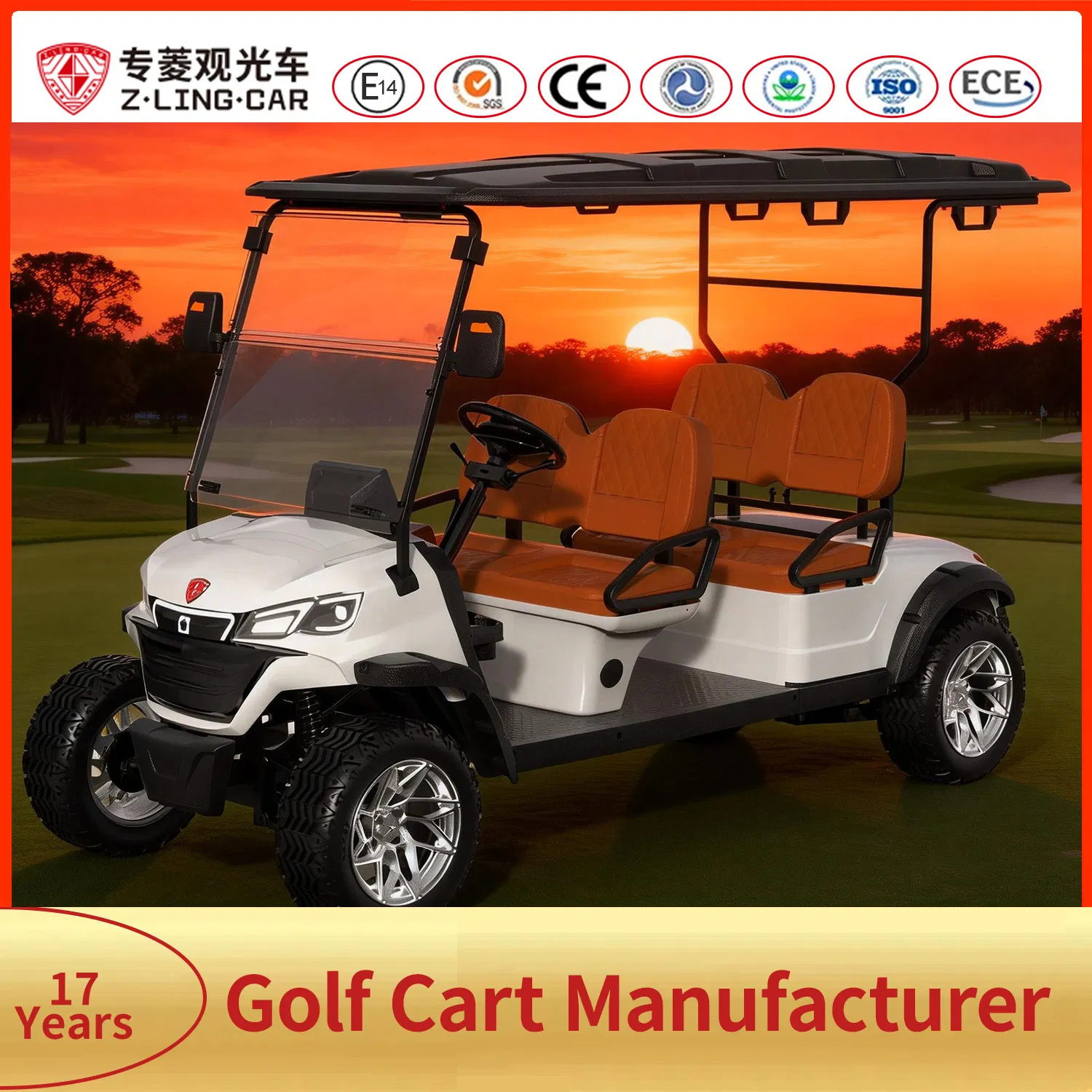 Zlingcar Street Legal 4-Seater Lsv - Turn Signals, Mirrors and Seat Belts for Community Use