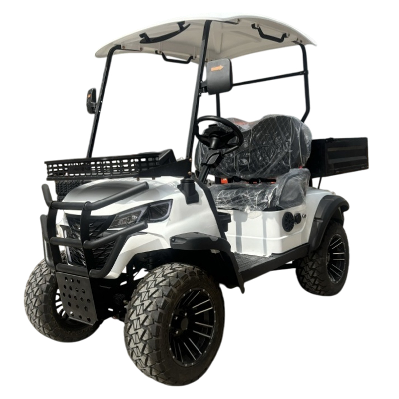 Wholesale Utility 4 Wheel Farm Vehicle White 2 Seater Electric Golf Hunting Cart with Rear Cargo Box