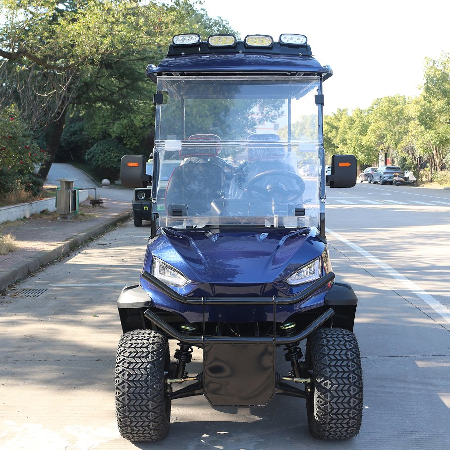 Navy Blue 4-Seat Golf Cart for Lake Resort Guest Shuttles