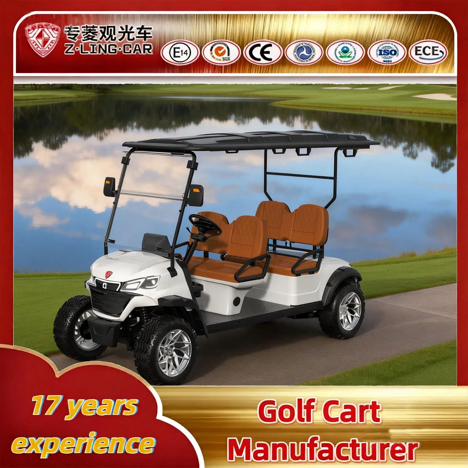 Zlingcar Campus 4 Seat Electric Golf Cart Student Transfer Vehicle Quiet and Safe Operation From China