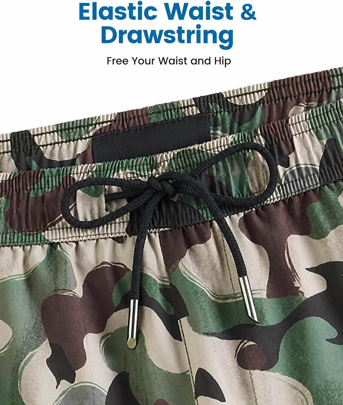 Custom Men's Camo Beach Shorts with Compression Liner Factories, Supplier