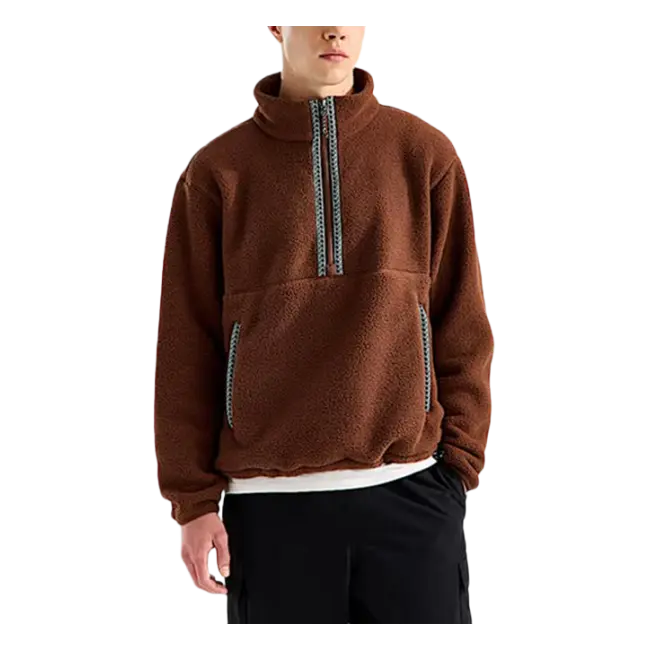ODM OEM Men’s Brown Half-Zip Fleece Jacket Factories, Supplier