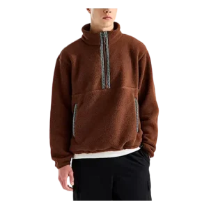 ODM OEM Mens Brown Half-Zip Fleece Jacket
