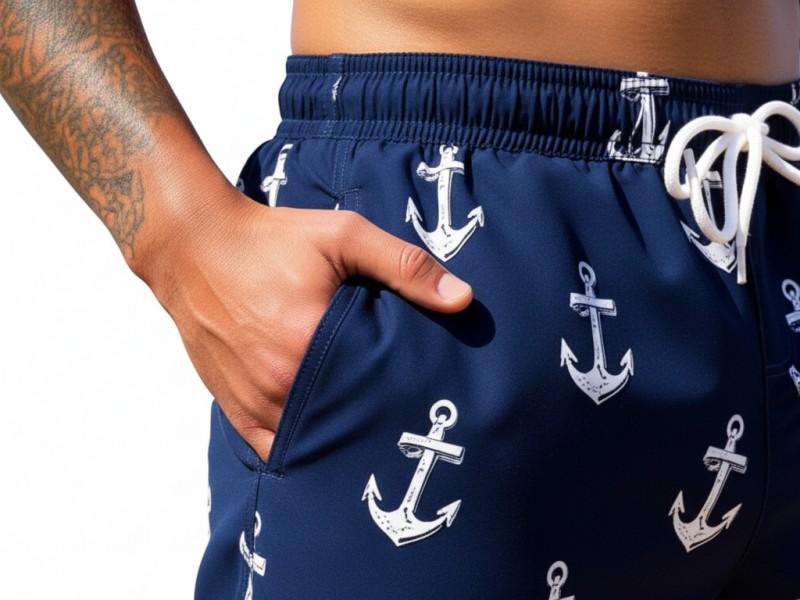 ODMOEM Men's Anchor Print Quick Dry Swim Trunks Manufacturer-3