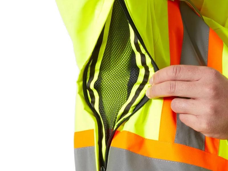 Custom High Visibility Reflective Safety Jacket Side Vent Pocket Design