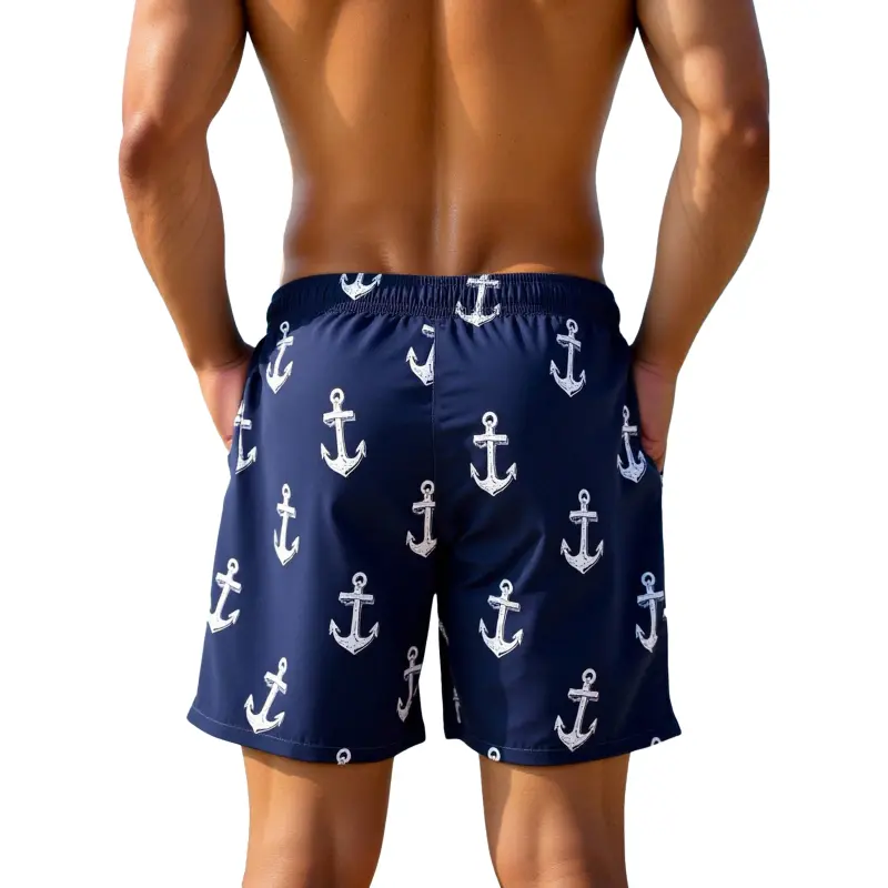 ODM ODM/OEM Men's Anchor Print Quick Dry Swim Trunks Manufacturer Manufacturers, Service